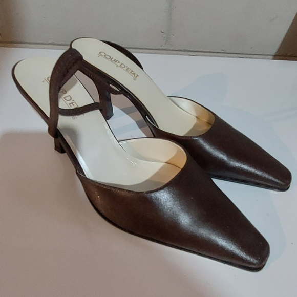 Coup E'TAT LTD 1.5 inch heel slingback elstasicized,Manmade,Color:Brown,9.5 Wide - Picture 2 of 10